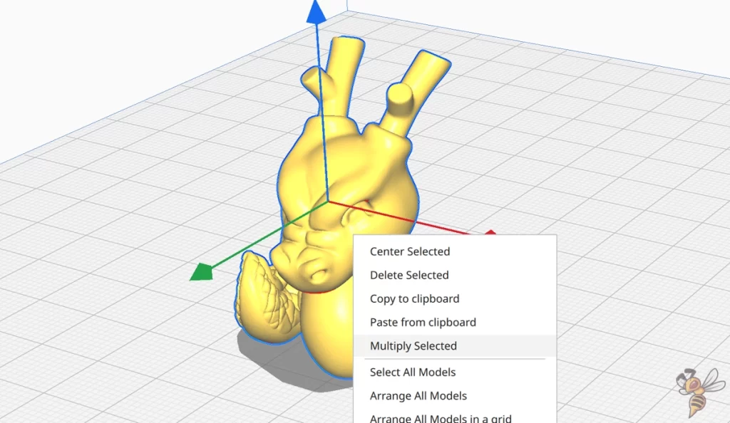 Screenshot showing the process of duplicating an object in Cura.