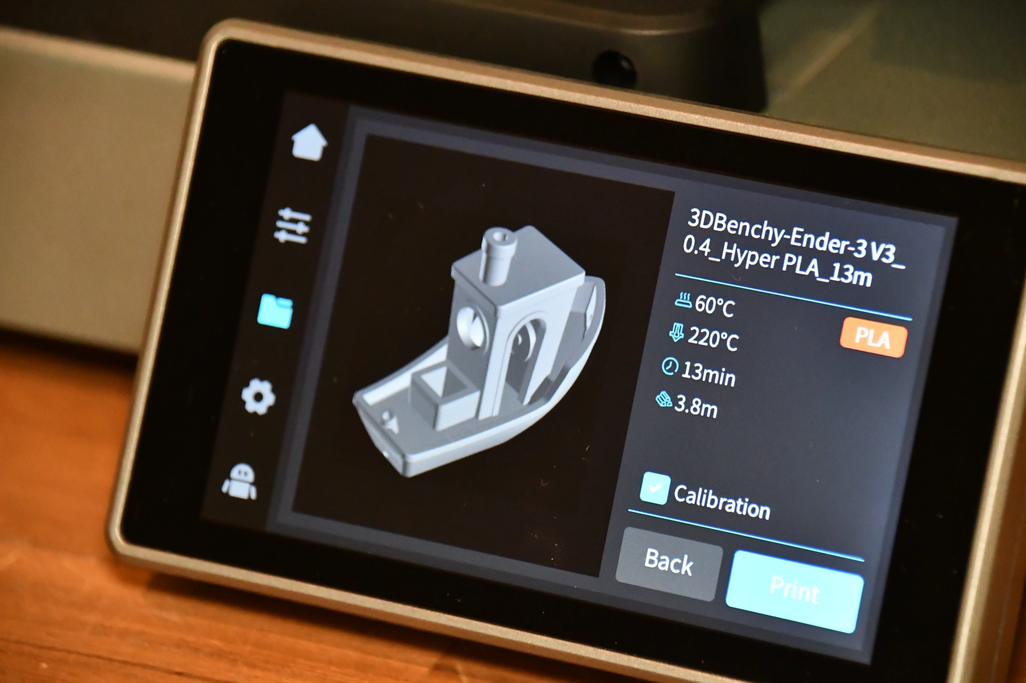 Photo of the Ender-3 V3 touchscreen.