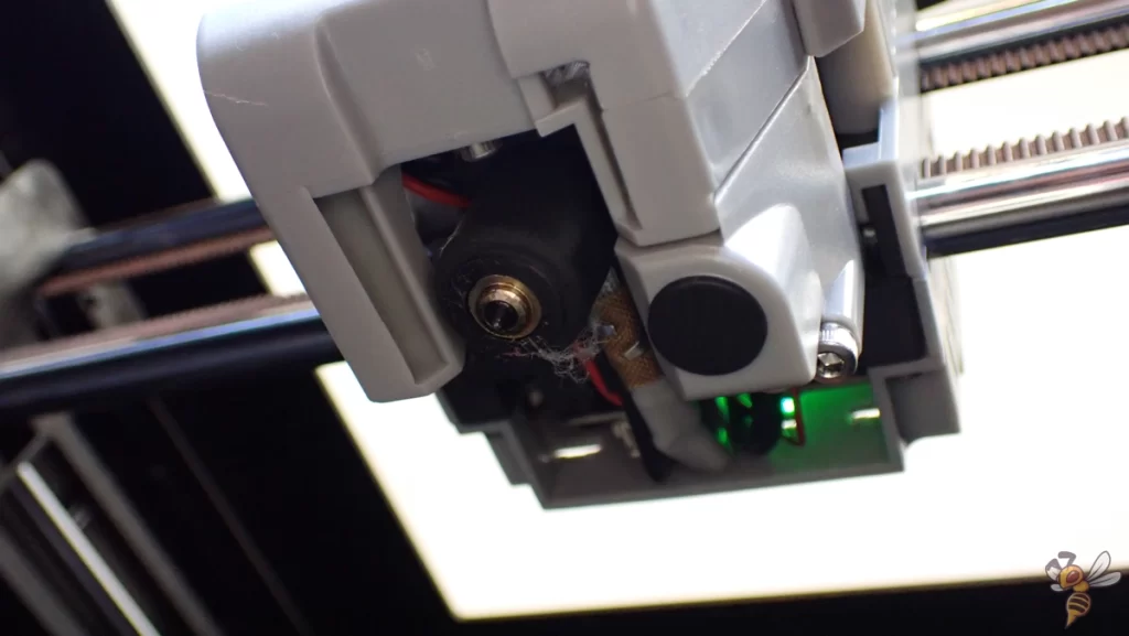 Close-up of the hotend of the Qidi Tech Q1 Pro.