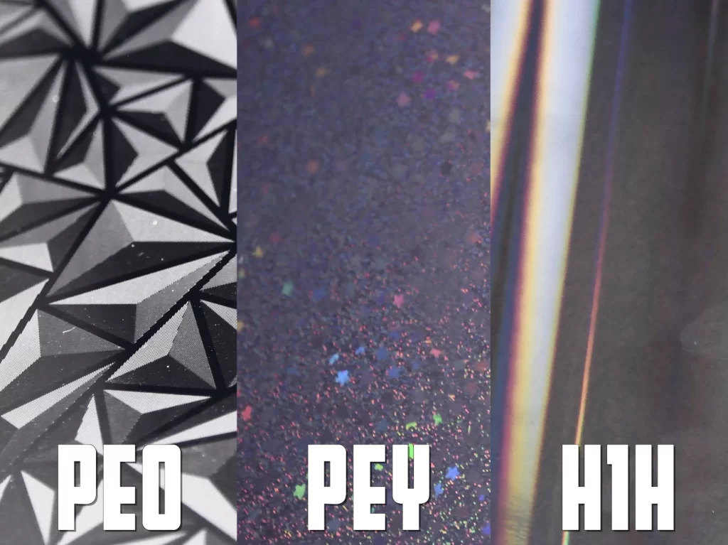 Comparison of the surfaces of PEO, PEY and H1H surfaces.